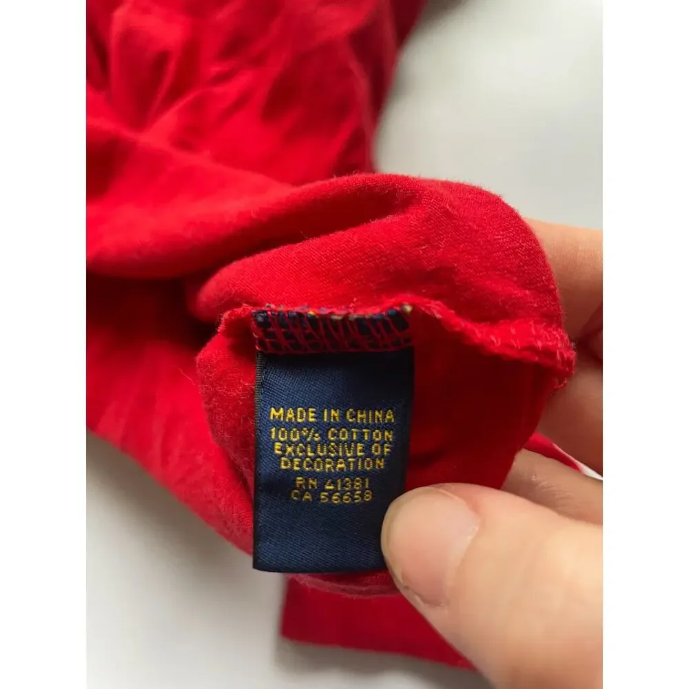 Boy's Ralph Lauren Basic Red Long Sleeve T-shirt Size YXL 18-20